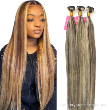 Wholesale high quality piano color hair extensions, double drawn colored hair extension human hair, 6/613 piano colours hair